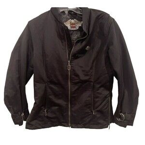 Harley Davidson Black Nylon Jacket Size L Womens RN 103819 / CA 03402